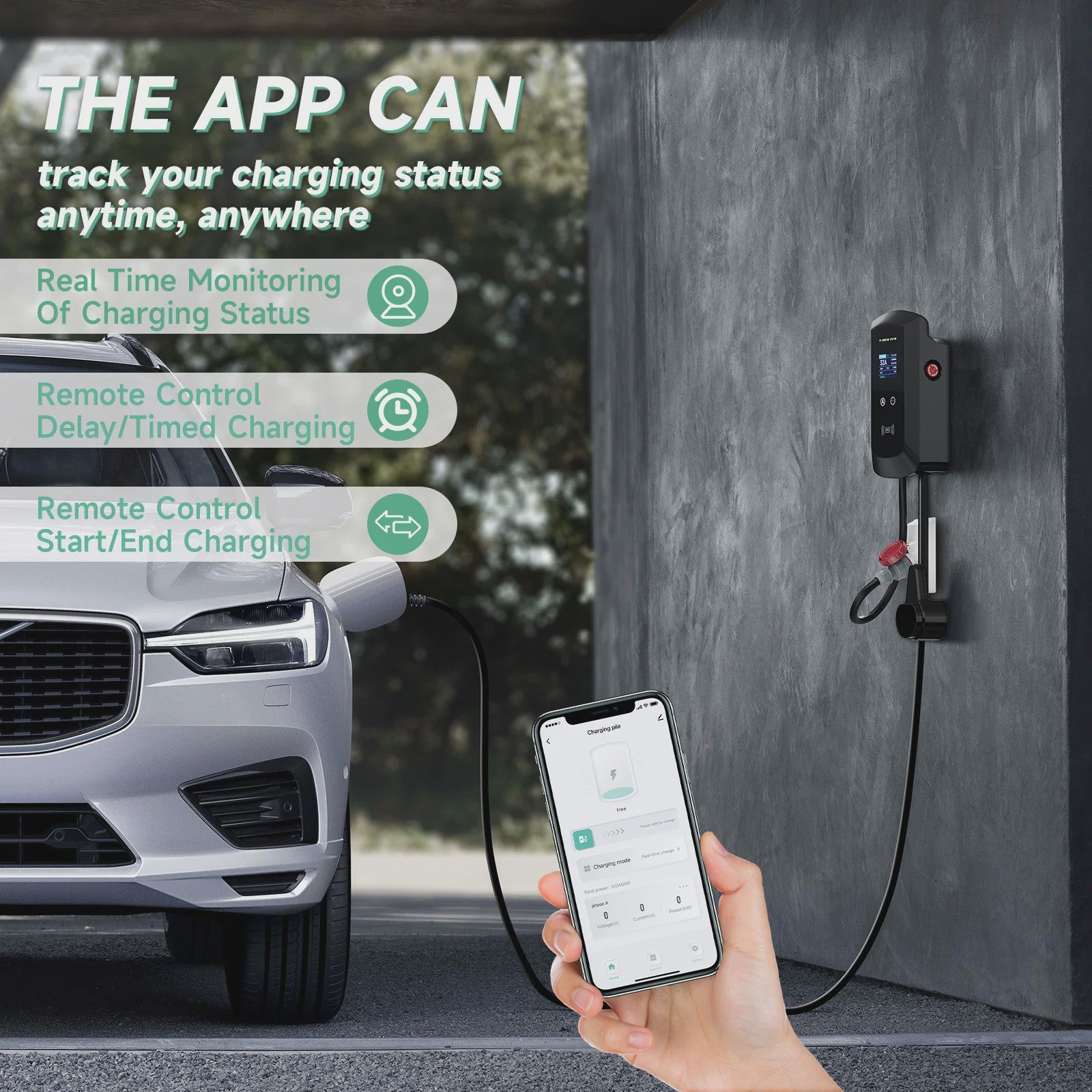 22KW 3-Fase Type 2 EV Laadstation Wallbox met WIFI/APP Controle - Snel Laden tot 7.6KW