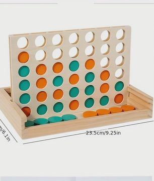 Houten Vier Op Een Rij Spel - Draagbaar Strategisch Bordspel voor 2 Spelers