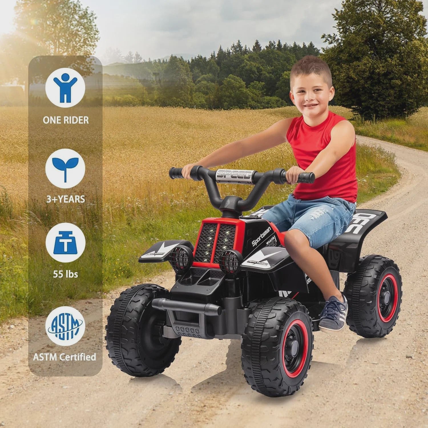 Elektrische Kinder Quad ATV 6V met Muziek, Claxon en LED Verlichting - 3+ Jaar