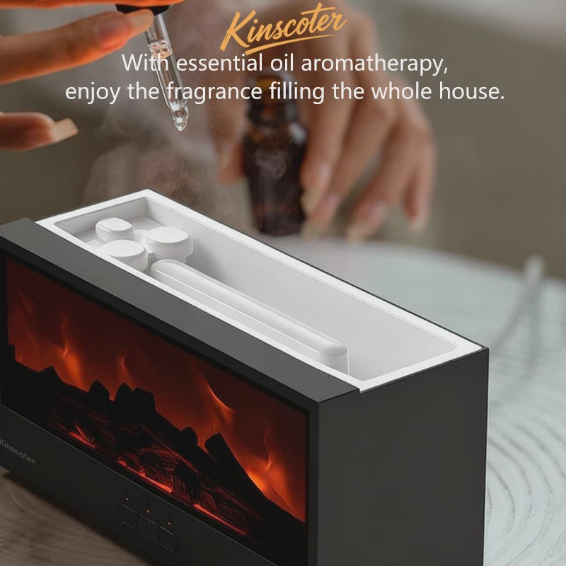 Sfeervolle Vuurhaard Aroma Diffuser Luchtbevochtiger met Kleurrijk Nachtlampje & Afstandsbediening