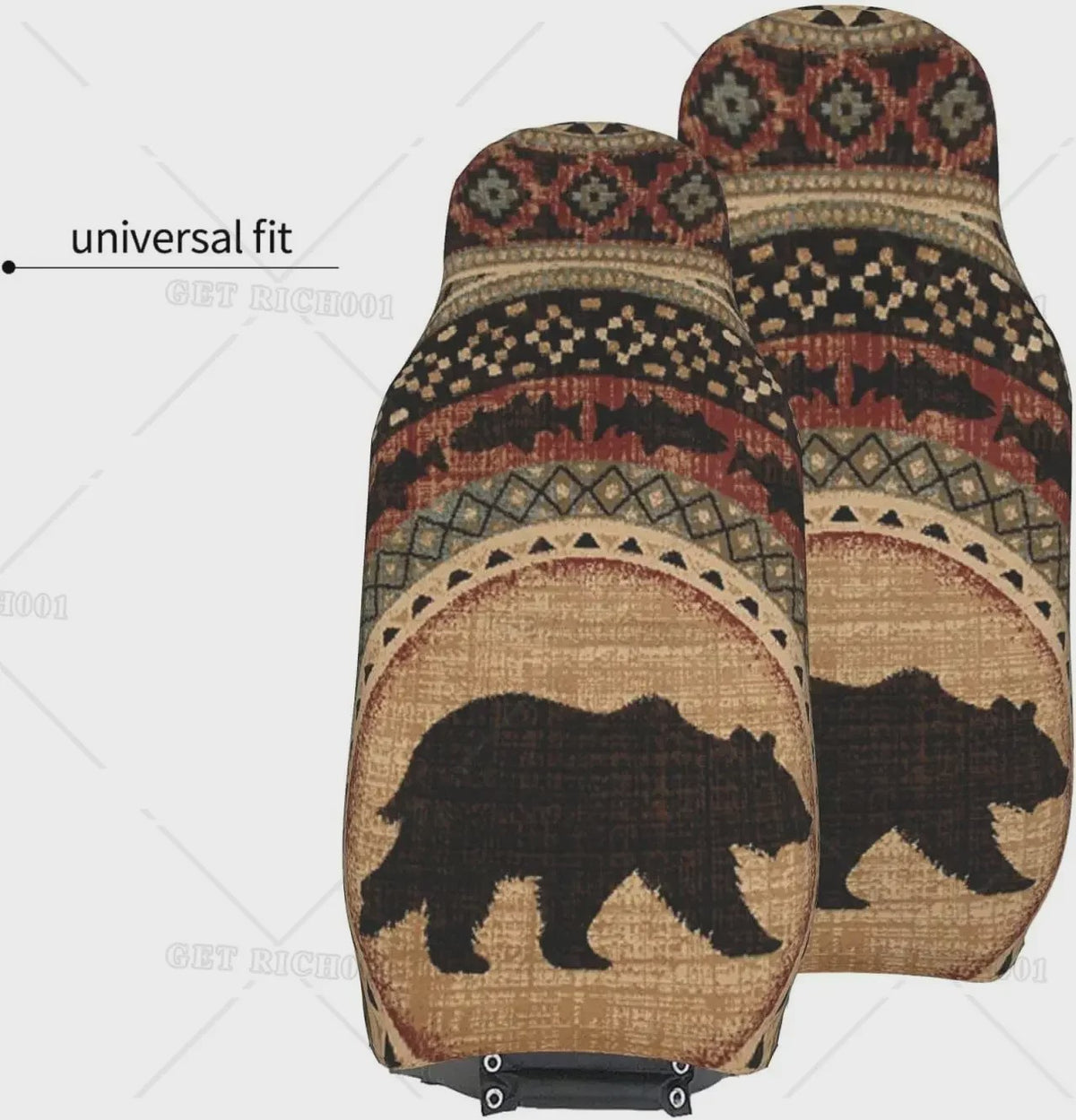 Vintage Beren Autostoelhoes Set (2 stuks) - Universele Stoelbeschermer Bruin