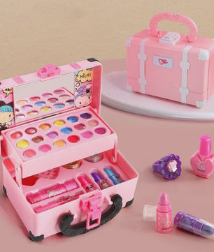 Prinsessen Make-up Koffer Speelset voor Kinderen - Veilige Kinderspeelgoed Make-up met Oogschaduw, Lippenstift en Nagellak