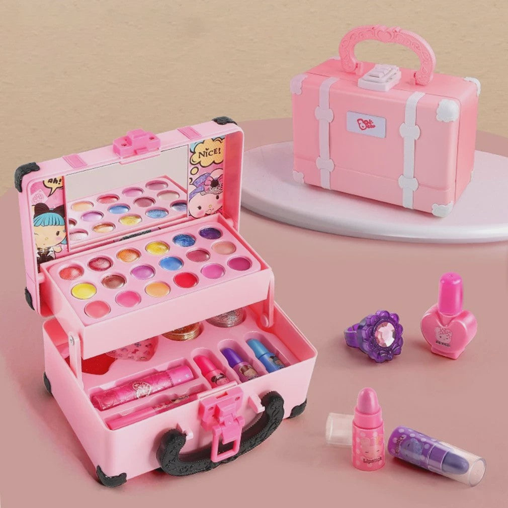 Prinsessen Make-up Koffer Speelset voor Kinderen - Veilige Kinderspeelgoed Make-up met Oogschaduw, Lippenstift en Nagellak