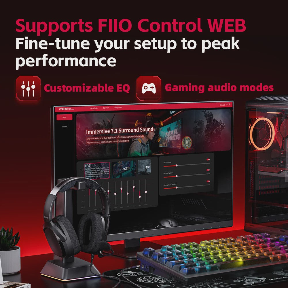 FIIO FG3 HIFI Gaming Headset: Virtueel 7.1 Surround Sound, Dual Drivers & ENC Microfoon
