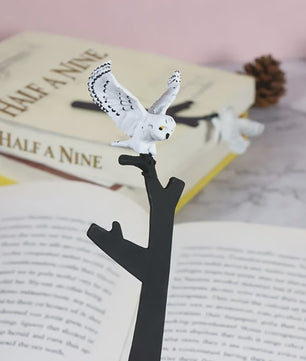 3D Sneeuwuil Boekenlegger met Tak - Uniek Leessieraad voor Boekenliefhebbers