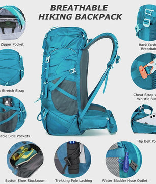 WESTTUNE 50L Wandelrugzak met Regenhoes - Multifunctionele Outdoor Rucksack