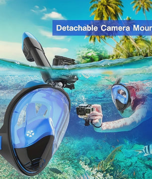 Full Face Snorkelmasker met Afneembare Camera Mount - Anti-condens & Anti-lek