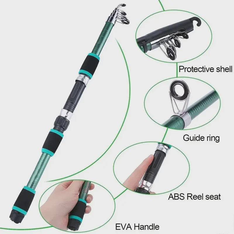 Complete Telescopische Hengel Set met Molen, Kunstaas en Tas - Draagbaar Vissen