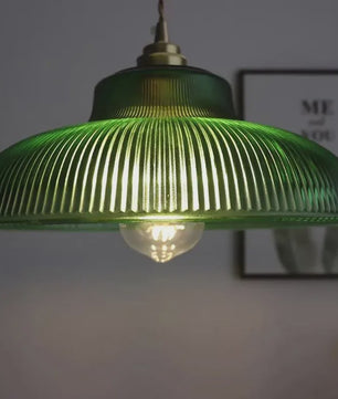 Nordic Groene Glazen Hanglamp - Stijlvolle Plissé Design Verlichting