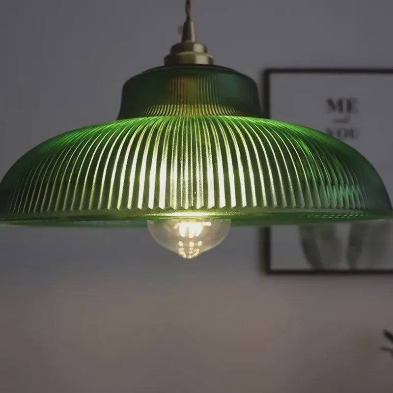 Nordic Groene Glazen Hanglamp - Stijlvolle Plissé Design Verlichting