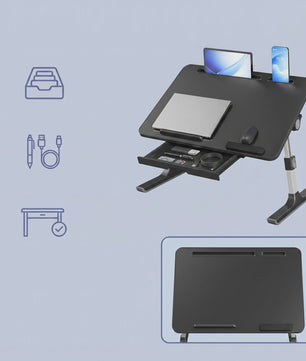 Verstelbare Laptoptafel voor Bed & Bank - Inklapbaar, Met Tablet/Telefoonhouder