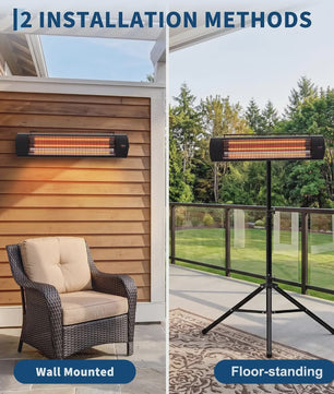 2000W Carbon Fiber Terrasverwarmer - Waterdicht (IP65), Wandmontage & Staand, Afstandsbediening