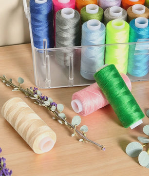 Set Naaigaren Polyester 27 Kleuren met Transparante Opbergdoos