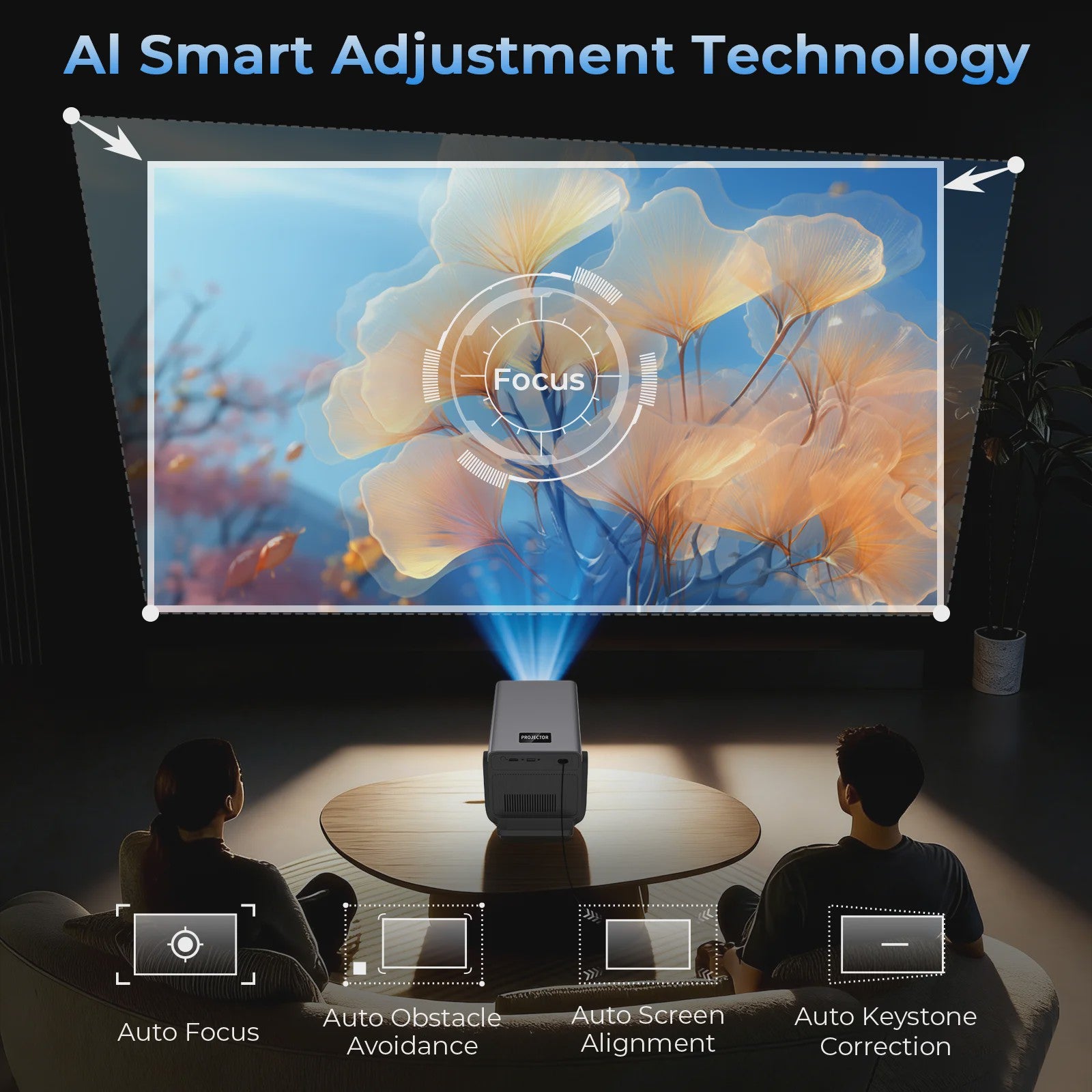 Lyncast X7 Smart Projector: 8K Support, 2000 ANSI Lumens, Android 14, WiFi 6