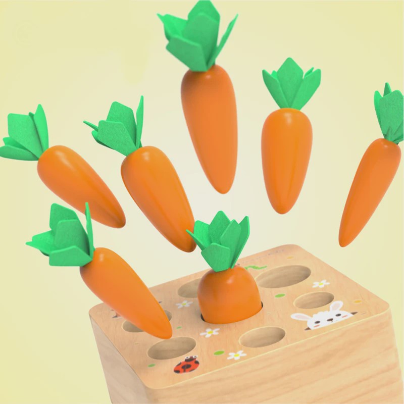 Houten Montessori Wortel Puzzel - Educatief Speelgoed voor Baby's en Kinderen