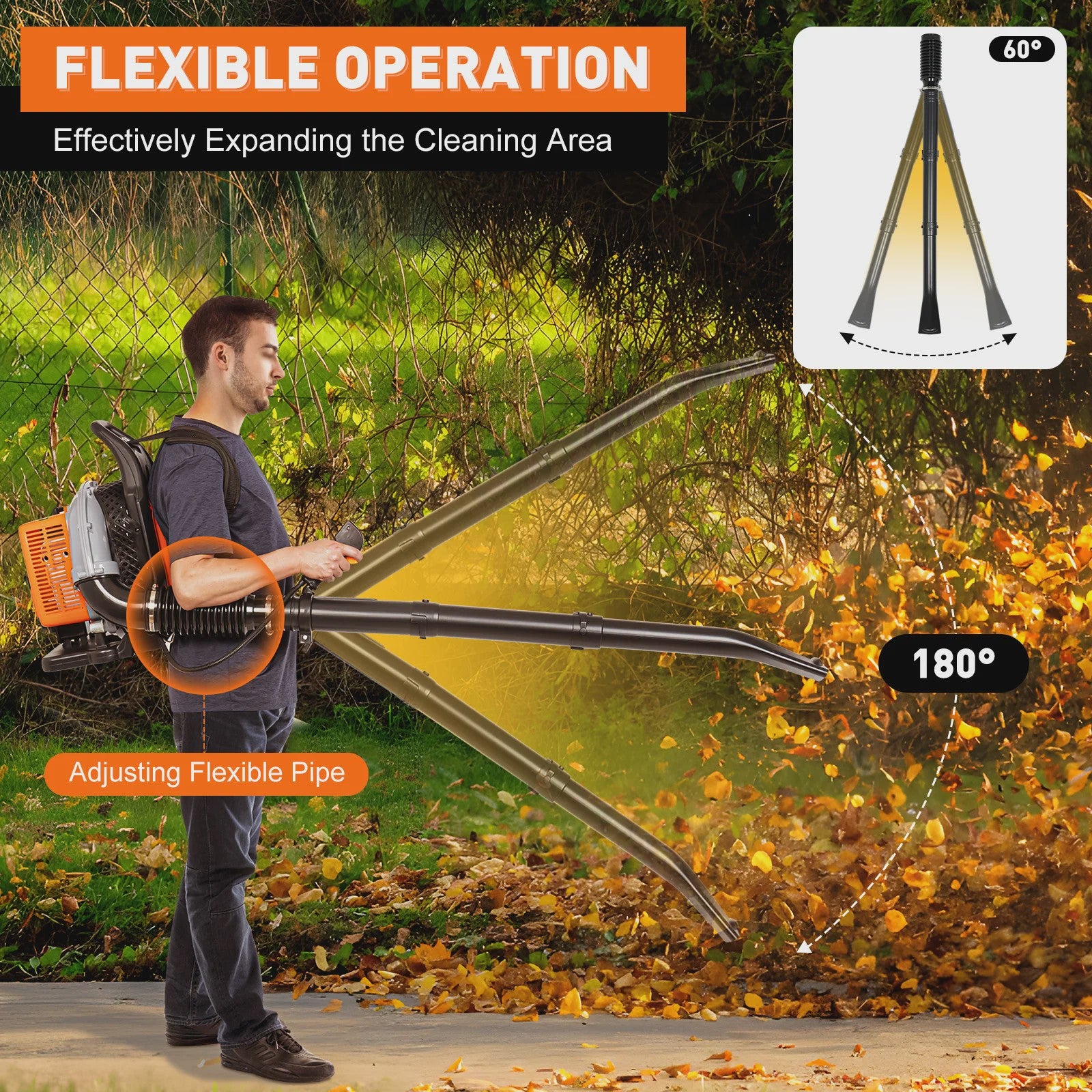 Krachtige Benzine Backpack Bladblazer 63CC 2-Takt - 2.7KW - Professioneel Tuinonderhoud
