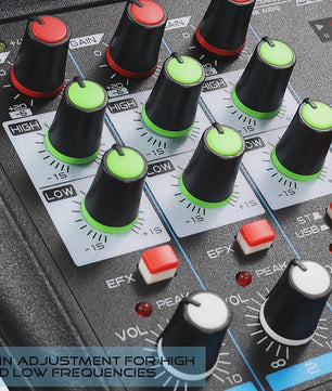 4-Kanaals DJ Mixer Console met Bluetooth, USB en 48V Fantoomvoeding