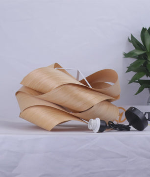 Nordic Houten Plafondlamp - Minimalistisch Design met Houtfineer