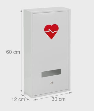 Afsluitbaar Medicijnkastje Wit met Rood Hart - 3 Vakken - Wandmontage - 60x30x12 cm