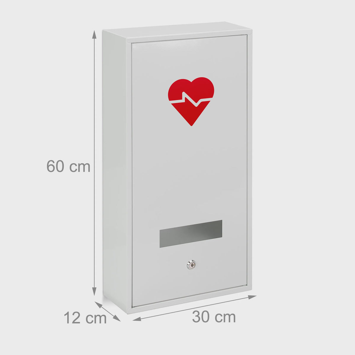 Afsluitbaar Medicijnkastje Wit met Rood Hart - 3 Vakken - Wandmontage - 60x30x12 cm