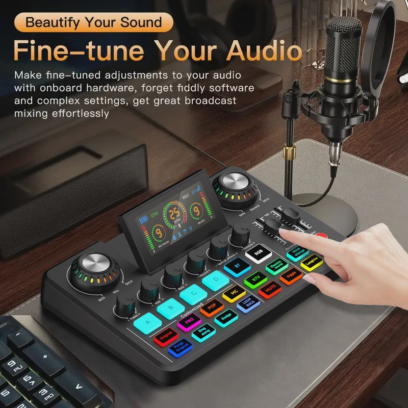 NXG Professionele 4-Kanaals Audio Mixer Soundcard met DSP & OTG - Live Streaming & Voice Changer
