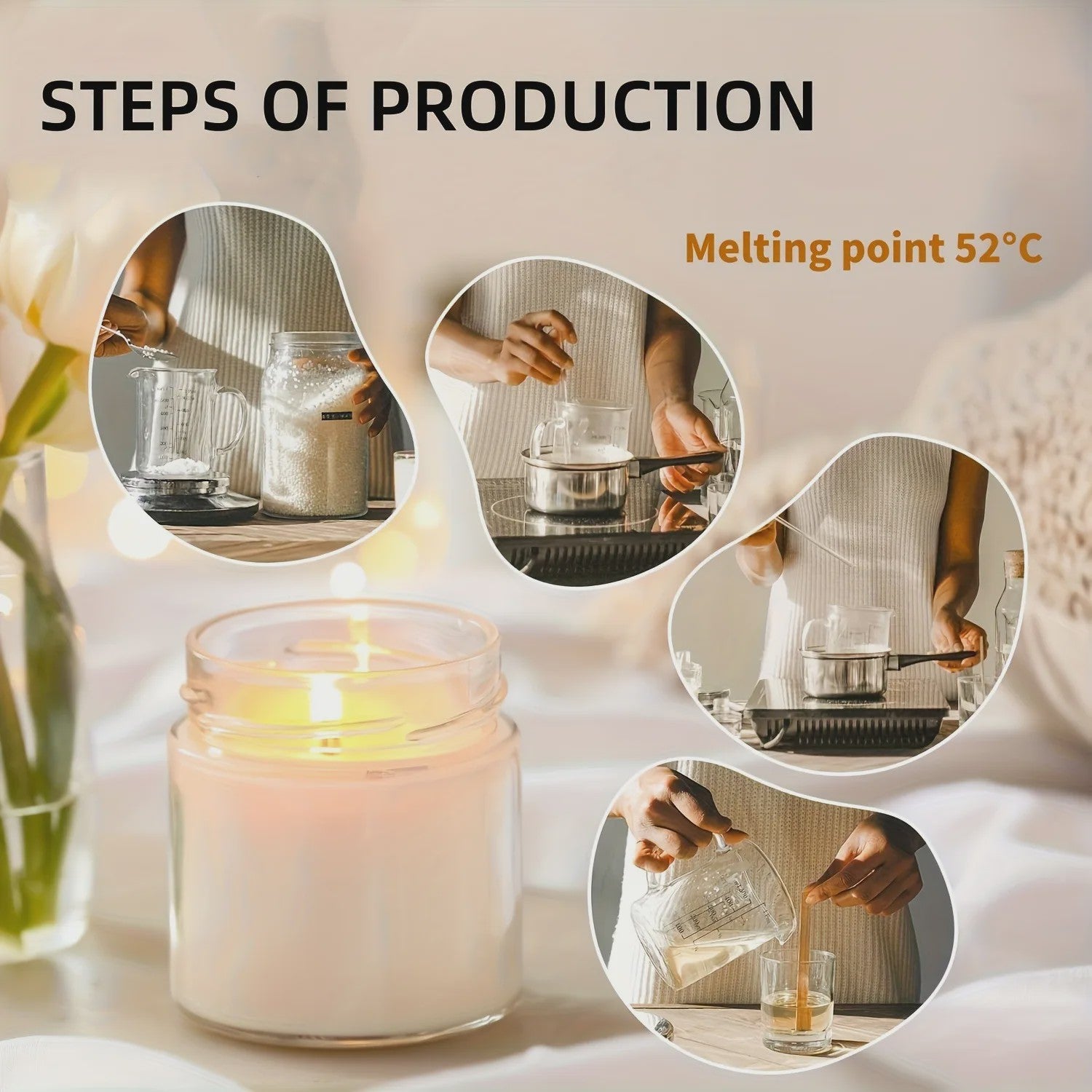 Pure Soja Wax Pellets (500g/1000g) - Ideaal voor DIY Geurkaarsen