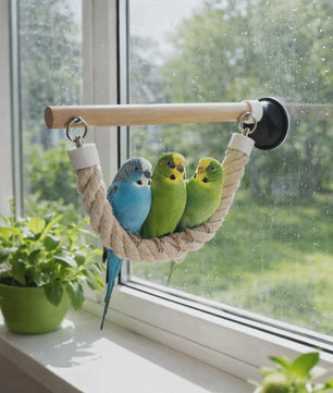 Vogel Speeltouw met Zuignap - Klimtouw, Schommel & Ladder voor Papegaaien en Vogels - Plezier & Verrijking
