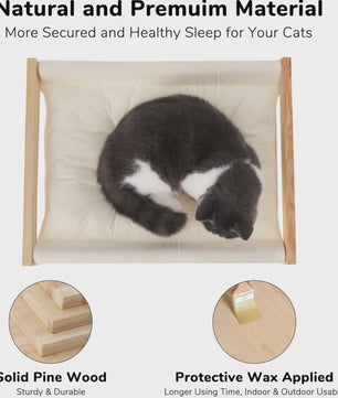 Houten Kattenmand Verhoogd Bed met Wasbare Matras - Wit
