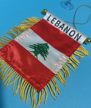 Libanon Vlag voor Autoraam - 8x12cm Polyester Dubbelzijdig Bedrukt Mini Vlaggetje