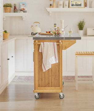 SoBuy Keuken Eiland Trolley FKW69-N met Uitschuifbaar Werkblad & Opslag