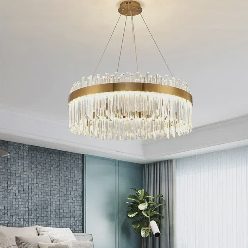 Moderne Kristallen Plafond Hanglamp Goud - Luxe Verlichting voor Woonkamer & Eettafel