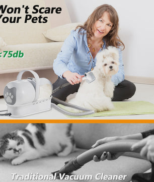 7-in-1 Honden en Katten Trim- en Vacuümset: Blaast, Zuigt & Trimt