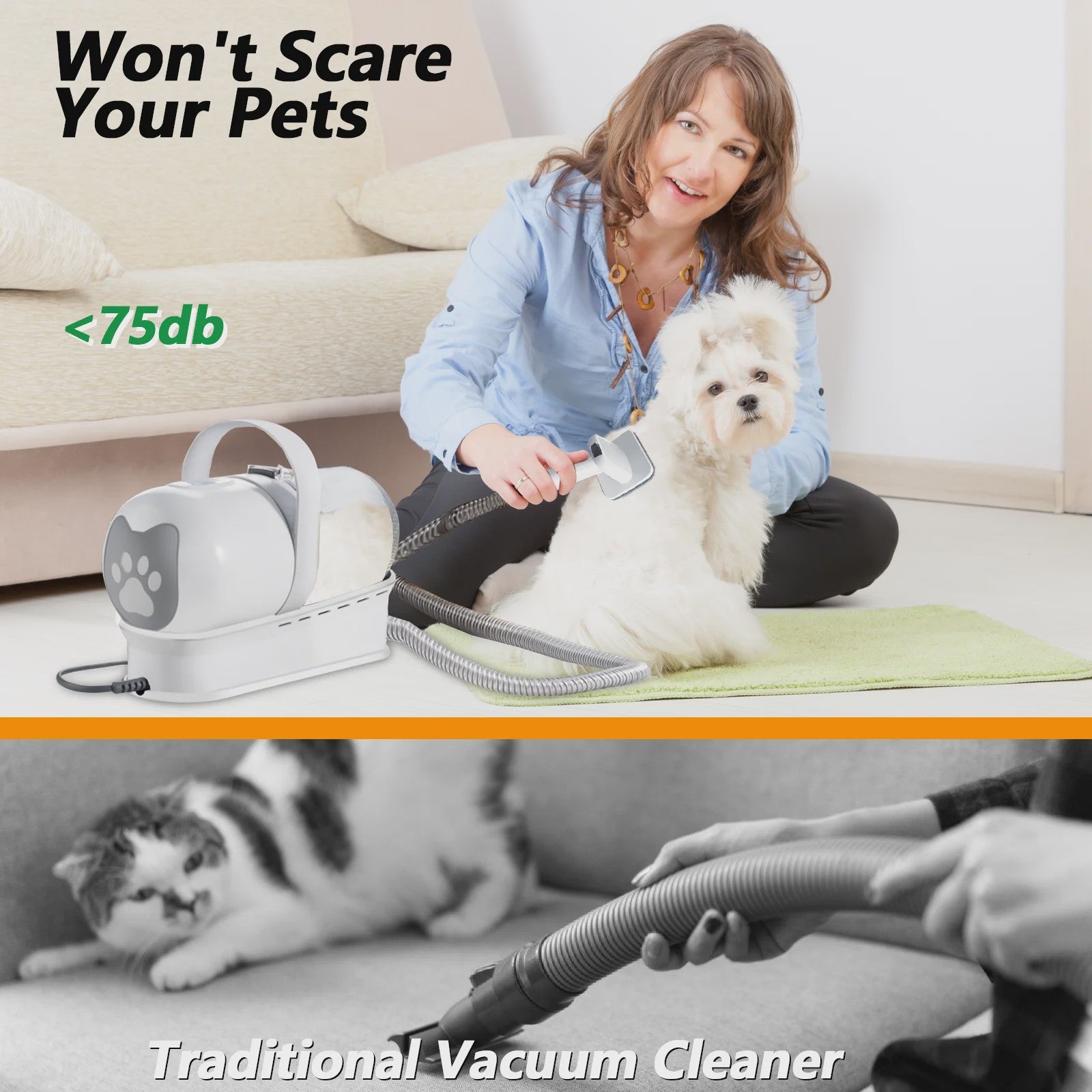 7-in-1 Honden en Katten Trim- en Vacuümset: Blaast, Zuigt & Trimt