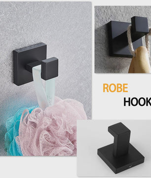 Complete Badkamer Accessoires Set - Zwart & Geborsteld Staal
