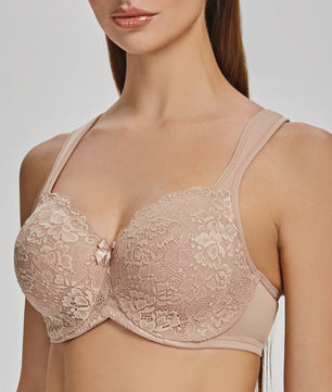 Comfortabele Volledige Dekking Minimizer BH met Kant en Gewatteerde Bandjes - Plus Size
