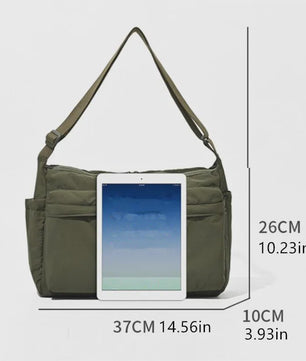 Grote Casual Messenger Bag - Waterafstotende Nylon Schoudertas met Laptopvak en Veel Vakken