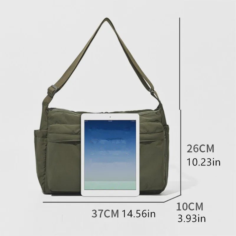Grote Casual Messenger Bag - Waterafstotende Nylon Schoudertas met Laptopvak en Veel Vakken