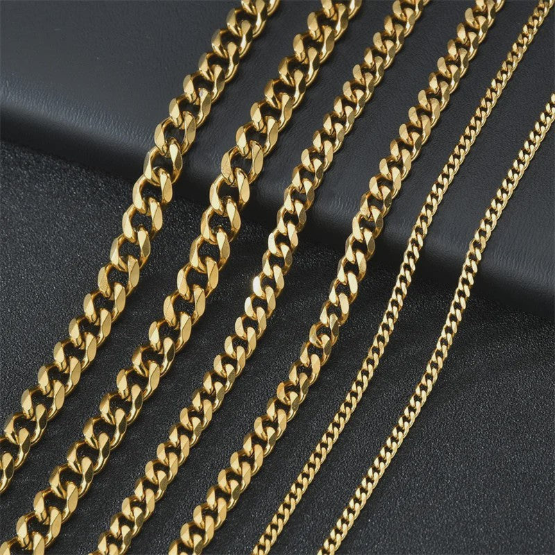 RVS Curb Cuban Kettingen - 3, 5, 7mm Breed - Zwart & Goudkleurig - Heren & Dames