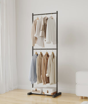 Stabiele Kledingrek Dubbellaags - Multifunctioneel & Nordic Stijl - Zwart, Wit, Goud