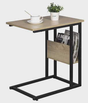 C-vormige bijzettafel met opbergvak - Metaal & MDF