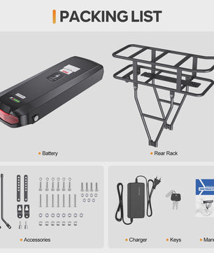 Lithium E-bike Batterij Pack 36V/48V/52V - 17.5Ah/20.8Ah Achterdrager Batterij