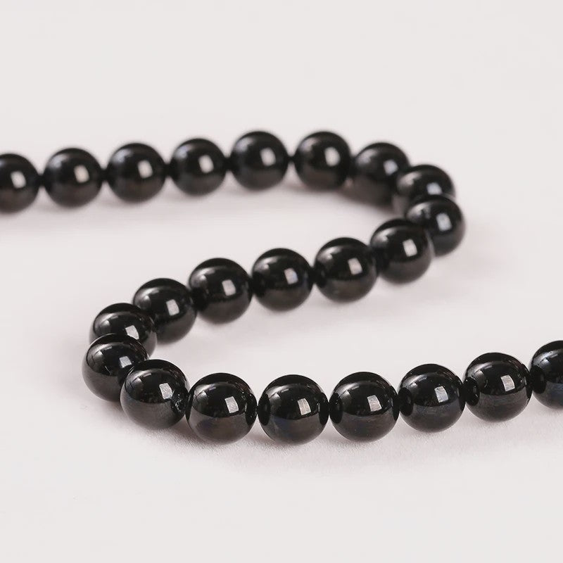 Natuurlijke Zwarte Toermalijn Kralen Rond Losse Spacer Edelsteen - 4-12mm voor Sieraden Maken