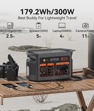 Flashfish E103 Draagbare Power Station 300W, 179Wh LiFePO4 Accu, Pure Sine Wave, Solar Generator