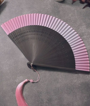 Luxe Bamboe Vouwventilator met Gradatiekleur & Kwastje - Retro Stijl