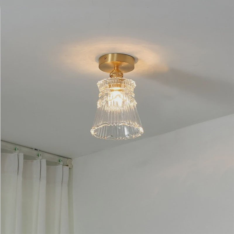 Koperkleurige Glazen Hanglamp - Stijlvolle LED Plafondlamp voor Woonkamer, Slaapkamer & Keuken
