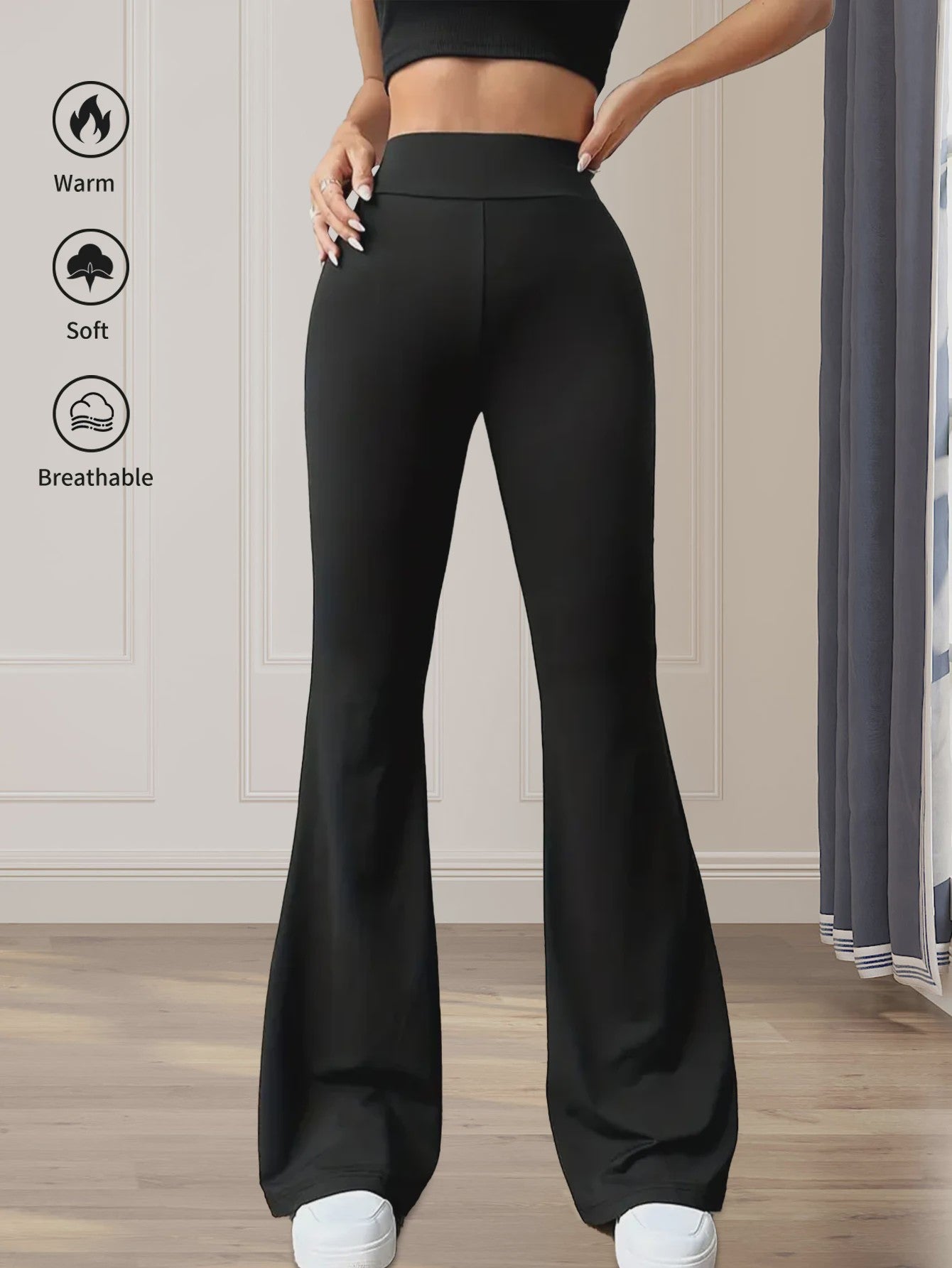Dames Flare Broek Hoge Taille Zwart - Stijlvol & Comfortabel