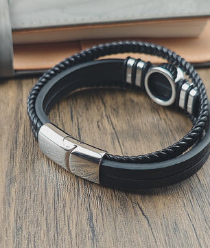 Heren Leren Armband met Levensboom & Roestvrij Staal - Stoer & Stijlvol
