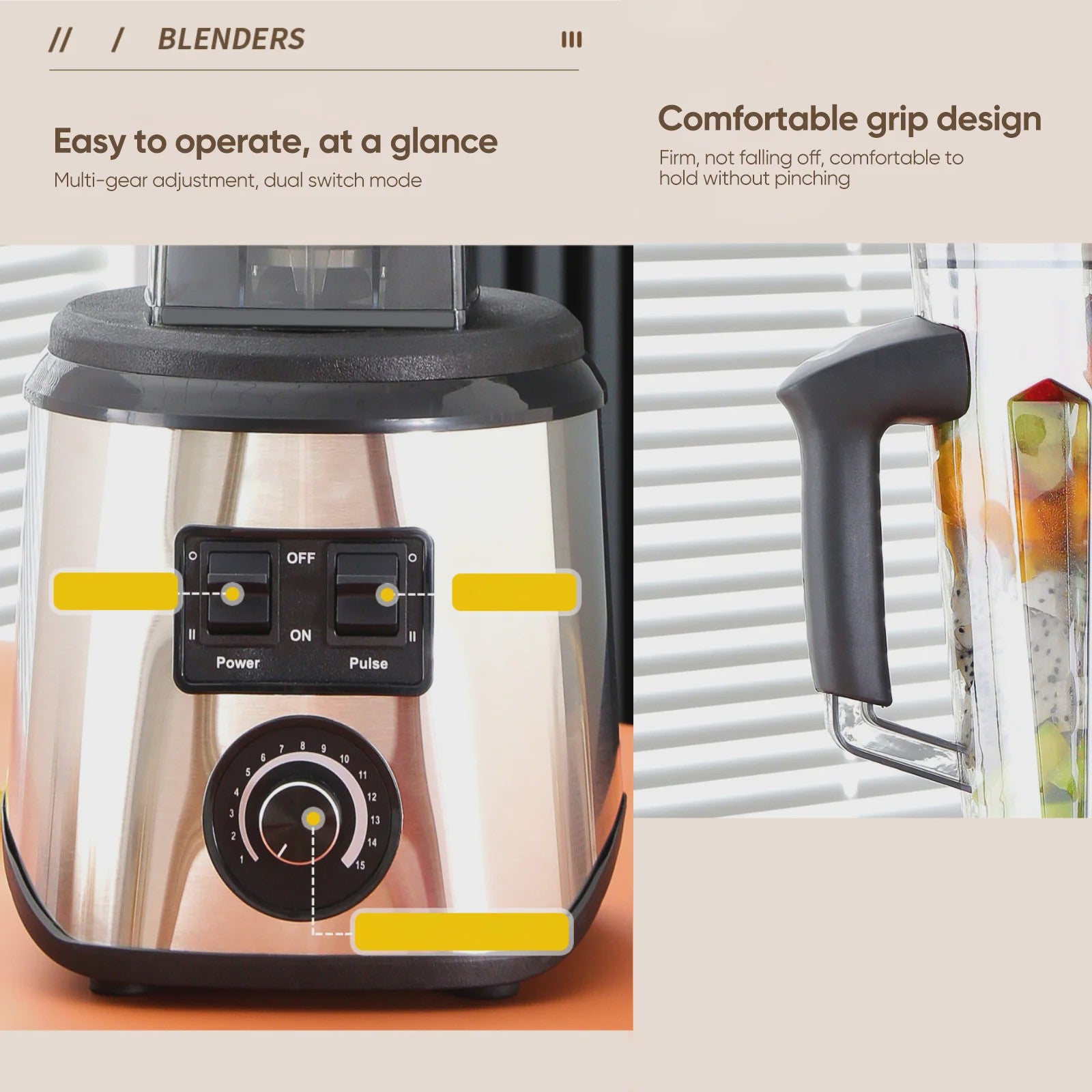 Krachtige 3-in-1 Keukenmachine: Blender, Mixer & Foodprocessor met 3 Containers