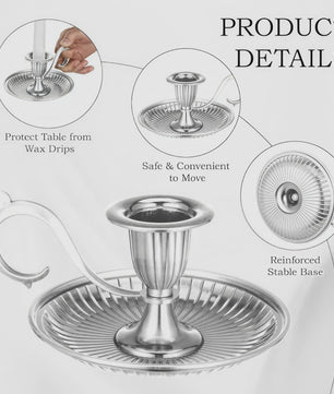 Vintage Metalen Kandelaar met Handvat - Stijlvolle Kaarsenhouder voor Huisdecoratie & Feesten