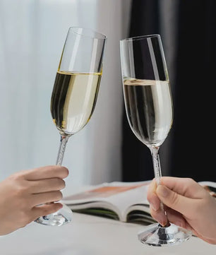 Luxe Kristallen Champagneglazen Set - Handgemaakt met Diamant-look Stijl - Perfect voor Koppels
